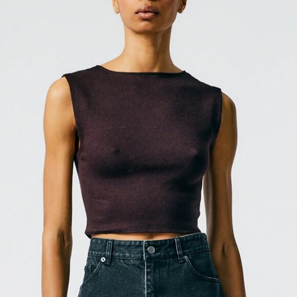 Tibi Cotton Tencel Cropped Tank - Picture 1 of 1